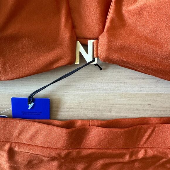 NELBLU Womens Inocencia Summatra Orange Shimmer 2 Piece L/S Swimsuit Size Medium - Picture 3 of 7